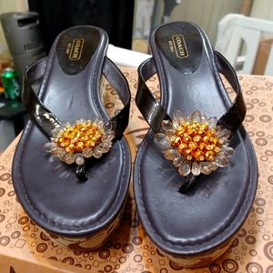 Coach Norice Wedge Jeweled Detail Sandals